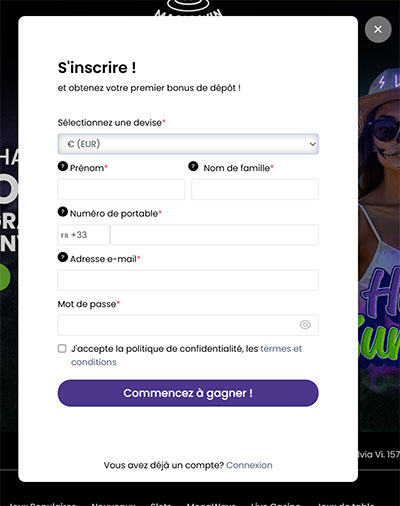fiche inscription magicwin casino