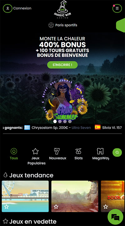 La version mobile du casino magicwin casino mobile